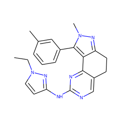 CCn1ccc(Nc2ncc3c(n2)-c2c(nn(C)c2-c2cccc(C)c2)CC3)n1 ZINC000169702338