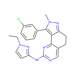 CCn1ccc(Nc2ncc3c(n2)-c2c(nn(C)c2-c2cccc(Cl)c2)CC3)n1 ZINC000169702284