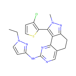 CCn1ccc(Nc2ncc3c(n2)-c2c(nn(C)c2-c2sccc2Cl)CC3)n1 ZINC000169702268