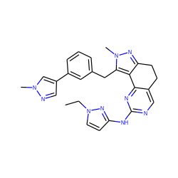 CCn1ccc(Nc2ncc3c(n2)-c2c(nn(C)c2Cc2cccc(-c4cnn(C)c4)c2)CC3)n1 ZINC000224942154