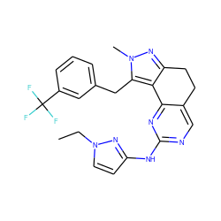 CCn1ccc(Nc2ncc3c(n2)-c2c(nn(C)c2Cc2cccc(C(F)(F)F)c2)CC3)n1 ZINC000141182848