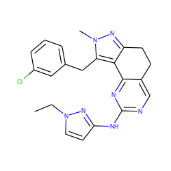 CCn1ccc(Nc2ncc3c(n2)-c2c(nn(C)c2Cc2cccc(Cl)c2)CC3)n1 ZINC000141186584