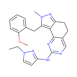 CCn1ccc(Nc2ncc3c(n2)-c2c(nn(C)c2Cc2ccccc2OC)CC3)n1 ZINC000141183035