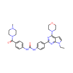 CCn1ccc2c(N3CCOCC3)nc(-c3ccc(NC(=O)Nc4ccc(C(=O)N5CCN(C)CC5)cc4)cc3)nc21 ZINC000049781381