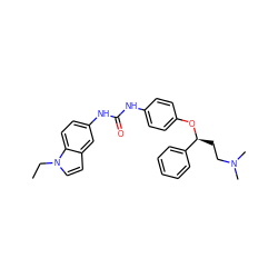 CCn1ccc2cc(NC(=O)Nc3ccc(O[C@@H](CCN(C)C)c4ccccc4)cc3)ccc21 ZINC000169345034