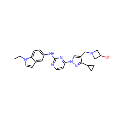 CCn1ccc2cc(Nc3nccc(-n4cc(CN5CC(O)C5)c(C5CC5)n4)n3)ccc21 ZINC000220170347