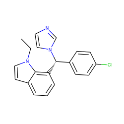 CCn1ccc2cccc([C@@H](c3ccc(Cl)cc3)n3ccnc3)c21 ZINC000013489554