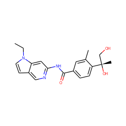 CCn1ccc2cnc(NC(=O)c3ccc([C@@](C)(O)CO)c(C)c3)cc21 ZINC000118585538