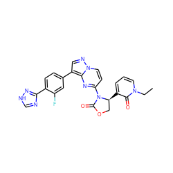 CCn1cccc([C@H]2COC(=O)N2c2ccn3ncc(-c4ccc(-c5nc[nH]n5)c(F)c4)c3n2)c1=O ZINC000116185740