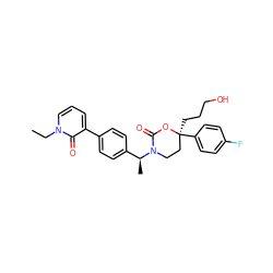 CCn1cccc(-c2ccc([C@H](C)N3CC[C@](CCCO)(c4ccc(F)cc4)OC3=O)cc2)c1=O ZINC001772616570