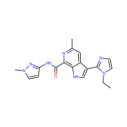 CCn1ccnc1-c1c[nH]c2c(C(=O)Nc3ccn(C)n3)nc(C)cc12 ZINC000095575346