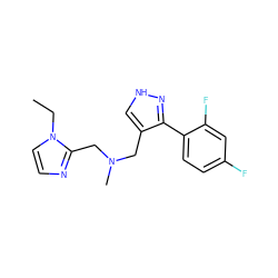 CCn1ccnc1CN(C)Cc1c[nH]nc1-c1ccc(F)cc1F ZINC000011664088