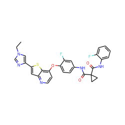 CCn1cnc(-c2cc3nccc(Oc4ccc(NC(=O)C5(C(=O)Nc6ccccc6F)CC5)cc4F)c3s2)c1 ZINC000049678560