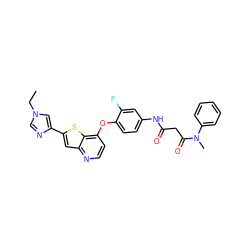 CCn1cnc(-c2cc3nccc(Oc4ccc(NC(=O)CC(=O)N(C)c5ccccc5)cc4F)c3s2)c1 ZINC000049670032