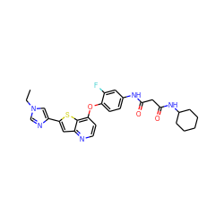 CCn1cnc(-c2cc3nccc(Oc4ccc(NC(=O)CC(=O)NC5CCCCC5)cc4F)c3s2)c1 ZINC000034884922