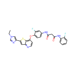 CCn1cnc(-c2cc3nccc(Oc4ccc(NC(=O)CC(=O)Nc5ccccc5F)cc4F)c3s2)c1 ZINC000049678392