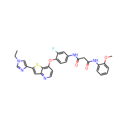 CCn1cnc(-c2cc3nccc(Oc4ccc(NC(=O)CC(=O)Nc5ccccc5OC)cc4F)c3s2)c1 ZINC000049678422