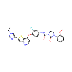 CCn1cnc(-c2cc3nccc(Oc4ccc(NC(=O)N5CCN(c6ccccc6OC)C5=O)cc4F)c3s2)c1 ZINC000044386518