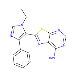 CCn1cnc(-c2ccccc2)c1-c1nc2c(N)ncnc2s1 ZINC000049031851