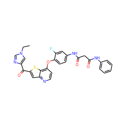 CCn1cnc(C(=O)c2cc3nccc(Oc4ccc(NC(=O)CC(=O)Nc5ccccc5)cc4F)c3s2)c1 ZINC000049678081