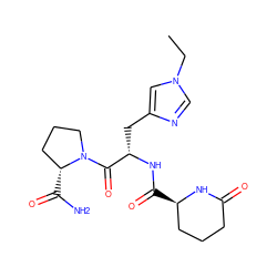 CCn1cnc(C[C@H](NC(=O)[C@@H]2CCCC(=O)N2)C(=O)N2CCC[C@H]2C(N)=O)c1 ZINC000028642678