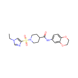 CCn1cnc(S(=O)(=O)N2CCC(C(=O)Nc3ccc4c(c3)OCCO4)CC2)c1 ZINC000064957506