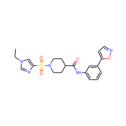 CCn1cnc(S(=O)(=O)N2CCC(C(=O)Nc3cccc(-c4ccno4)c3)CC2)c1 ZINC000064957539