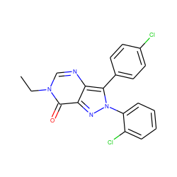 CCn1cnc2c(-c3ccc(Cl)cc3)n(-c3ccccc3Cl)nc2c1=O ZINC000028568883