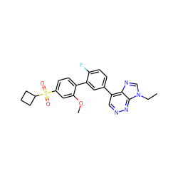 CCn1cnc2c(-c3ccc(F)c(-c4ccc(S(=O)(=O)C5CCC5)cc4OC)c3)cnnc21 ZINC000150112283