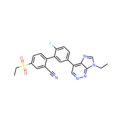 CCn1cnc2c(-c3ccc(F)c(-c4ccc(S(=O)(=O)CC)cc4C#N)c3)cnnc21 ZINC000150118084