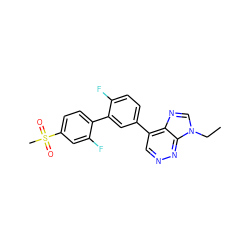 CCn1cnc2c(-c3ccc(F)c(-c4ccc(S(C)(=O)=O)cc4F)c3)cnnc21 ZINC000150014887