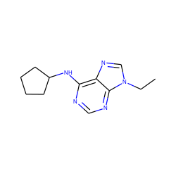 CCn1cnc2c(NC3CCCC3)ncnc21 ZINC000012405851