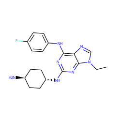 CCn1cnc2c(Nc3ccc(F)cc3)nc(N[C@H]3CC[C@H](N)CC3)nc21 ZINC000100821261