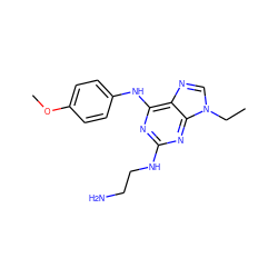 CCn1cnc2c(Nc3ccc(OC)cc3)nc(NCCN)nc21 ZINC000028016444