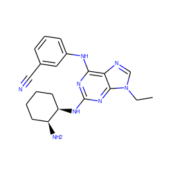 CCn1cnc2c(Nc3cccc(C#N)c3)nc(N[C@@H]3CCCC[C@@H]3N)nc21 ZINC000028097912