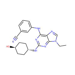 CCn1cnc2c(Nc3cccc(C#N)c3)nc(N[C@H]3CC[C@H](O)CC3)nc21 ZINC000258021522