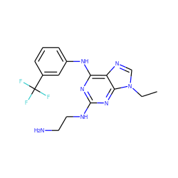 CCn1cnc2c(Nc3cccc(C(F)(F)F)c3)nc(NCCN)nc21 ZINC000028014414