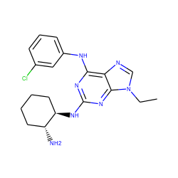 CCn1cnc2c(Nc3cccc(Cl)c3)nc(N[C@@H]3CCCC[C@H]3N)nc21 ZINC000007996879