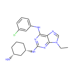 CCn1cnc2c(Nc3cccc(Cl)c3)nc(N[C@H]3CCC[C@@H](N)C3)nc21 ZINC000028013783