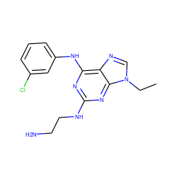 CCn1cnc2c(Nc3cccc(Cl)c3)nc(NCCN)nc21 ZINC000001546571