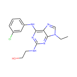 CCn1cnc2c(Nc3cccc(Cl)c3)nc(NCCO)nc21 ZINC000028096835