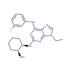 CCn1cnc2c(Nc3cccc(F)c3)nc(N[C@@H]3CCCC[C@@H]3N)nc21 ZINC000028009549