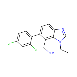 CCn1cnc2ccc(-c3ccc(Cl)cc3Cl)c(CN)c21 ZINC000029124797