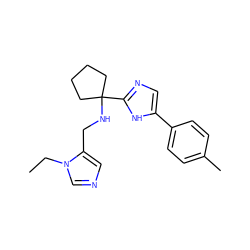 CCn1cncc1CNC1(c2ncc(-c3ccc(C)cc3)[nH]2)CCCC1 ZINC000473092254