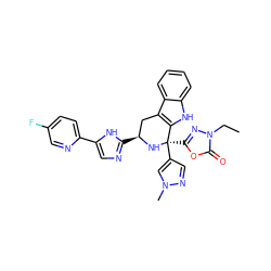 CCn1nc([C@]2(c3cnn(C)c3)N[C@@H](c3ncc(-c4ccc(F)cn4)[nH]3)Cc3c2[nH]c2ccccc32)oc1=O ZINC000140093797