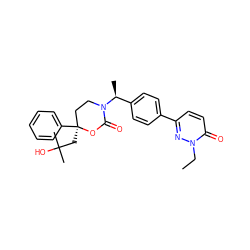 CCn1nc(-c2ccc([C@H](C)N3CC[C@](CC(C)(C)O)(c4ccccc4)OC3=O)cc2)ccc1=O ZINC000068151243