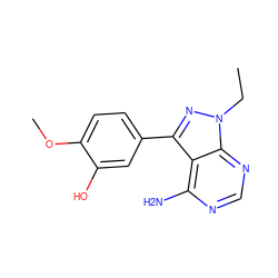 CCn1nc(-c2ccc(OC)c(O)c2)c2c(N)ncnc21 ZINC000008581957