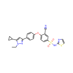 CCn1nc(-c2ccc(Oc3ccc(S(=O)(=O)Nc4nccs4)cc3C#N)cc2)cc1C1CC1 ZINC000095584485