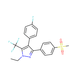 CCn1nc(-c2ccc(S(C)(=O)=O)cc2)c(-c2ccc(F)cc2)c1C(F)(F)F ZINC000000600753