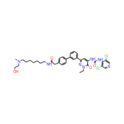 CCn1nc(-c2cccc(-c3ccc(CC(=O)NCCCCCCCN(C)CCO)cc3)c2)cc(NC(=O)Nc2c(Cl)cncc2Cl)c1=O ZINC000068243777